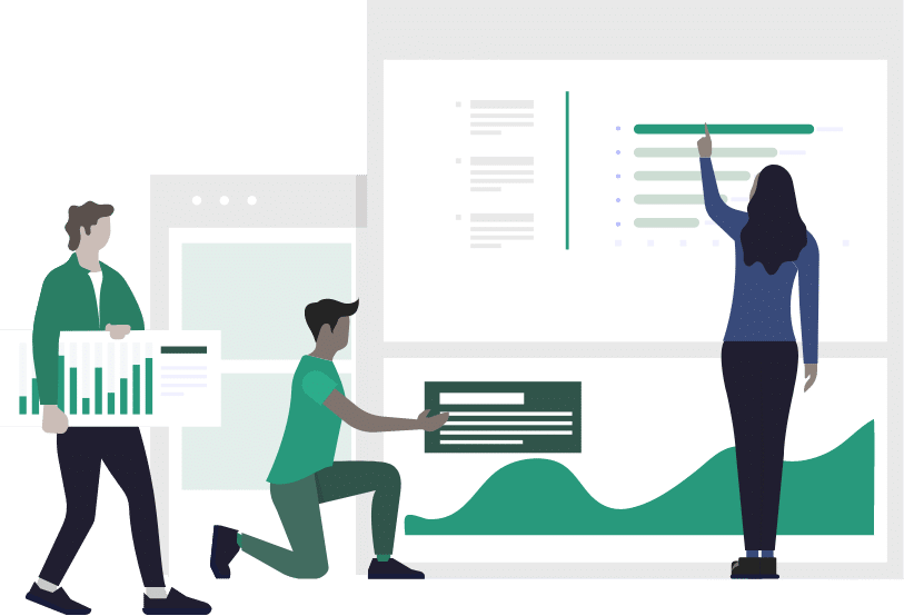 Illustration showing property managers using data to make decisions