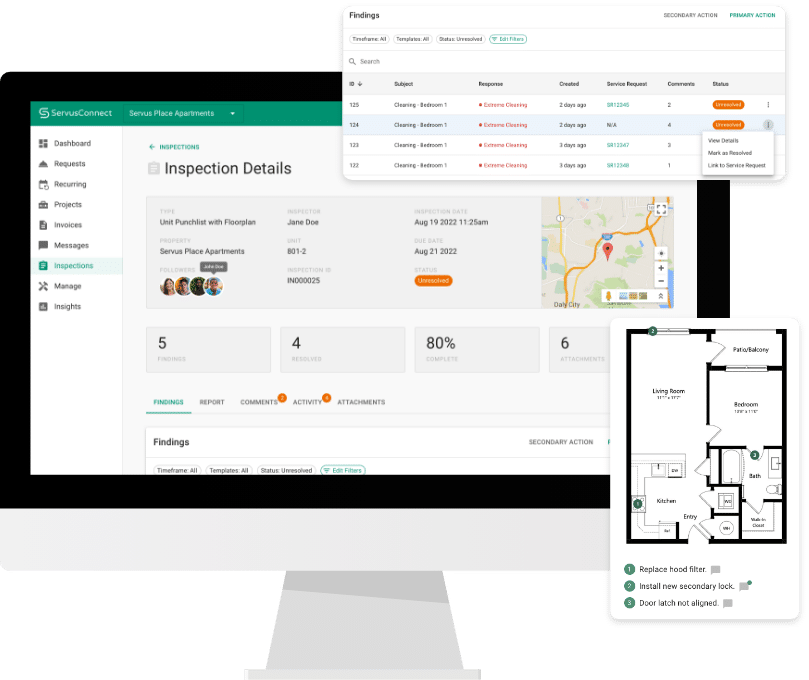 Screenshots of multifamily maintenance software