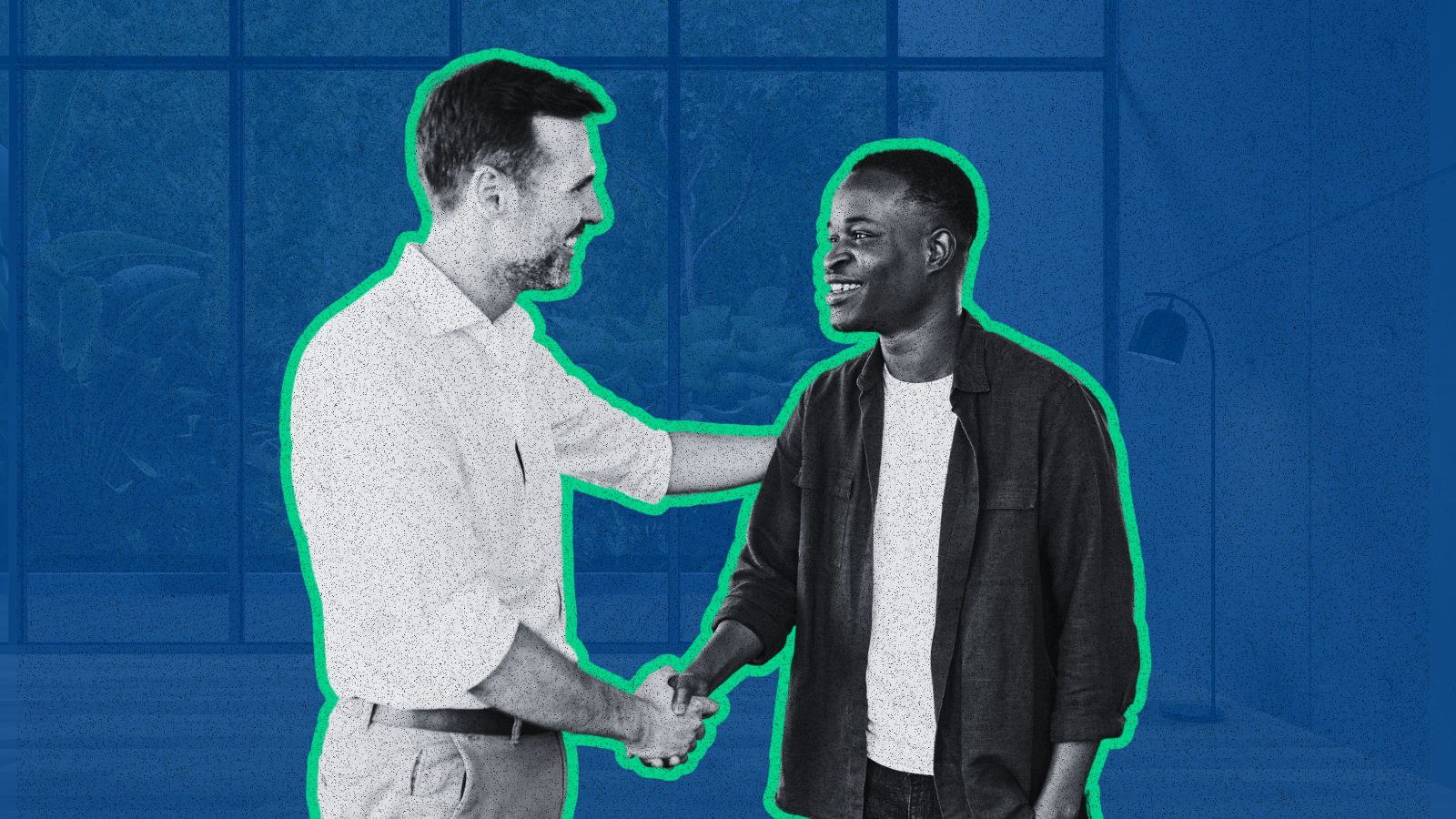 Property manager shaking hands with a newly onboarded vendor as part of a compliance process