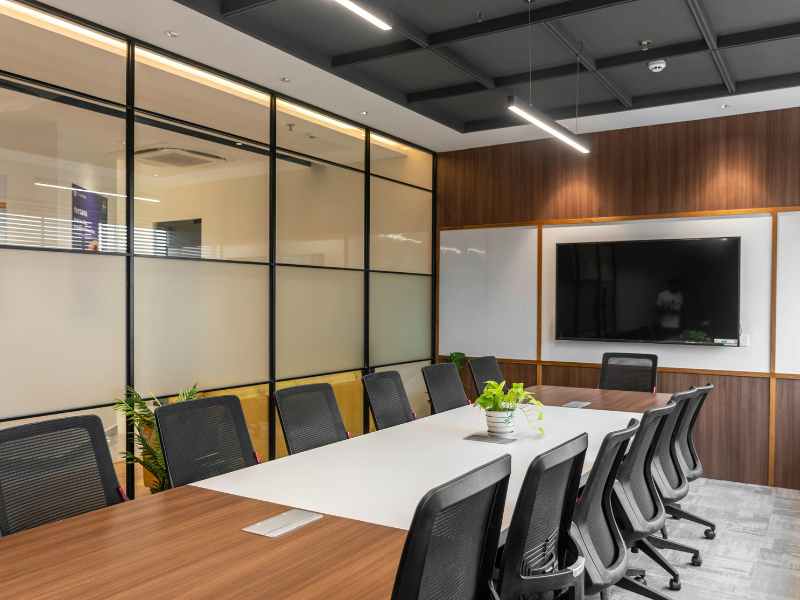 Modern corporate office interior representing operational stability in property management